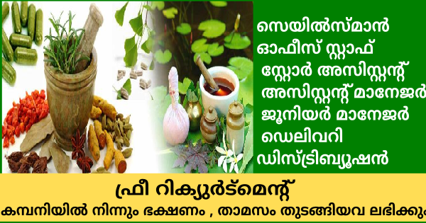 Global Ayurveda കമ്പനിയുടെ വിവിധ സെക്ഷനുകളിൽ ഒഴിവുകൾ