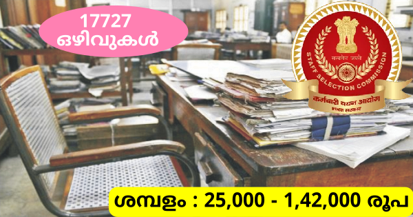 കേന്ദ്ര സർക്കാരിൻ്റെ വിവിധ വകുപ്പുകളിലെ 17727 ഒഴിവുകളിലേക്ക് അപേക്ഷ ക്ഷണിച്ചു
