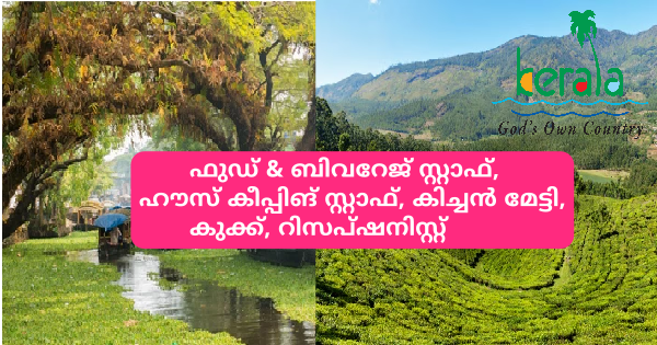 ടൂറിസം വകുപ്പിൻ്റെ കീഴിൽ വിവിധ ഒഴിവുകൾ