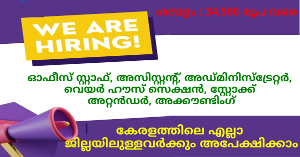 CRRSENT ബിസിനസ് ഗ്രുപ്പിന്റെ കേരളത്തിൽ പ്രവർത്തിക്കുന്ന ഔട്ട്‌ലെറ്റുകളിൽ ഒഴിവുകൾ