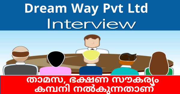 Dream Way Pvt Ltd ൽ ഇൻ്റർവ്യൂ വഴി വിവിധ ഒഴിവുകളിലേക്ക് നിയമനം നടത്തുന്നു