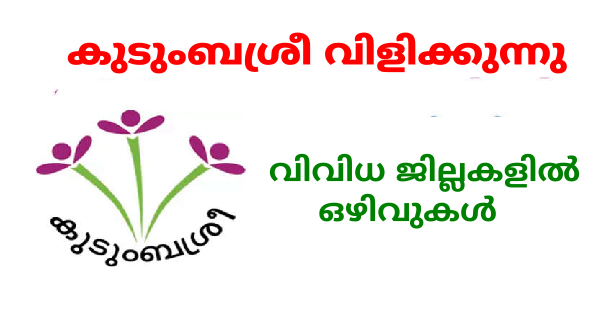 കുടുംബശ്രീയിൽ ജോലി നേടാം വിവിധ ജില്ലകളിൽ അവസരങ്ങൾ