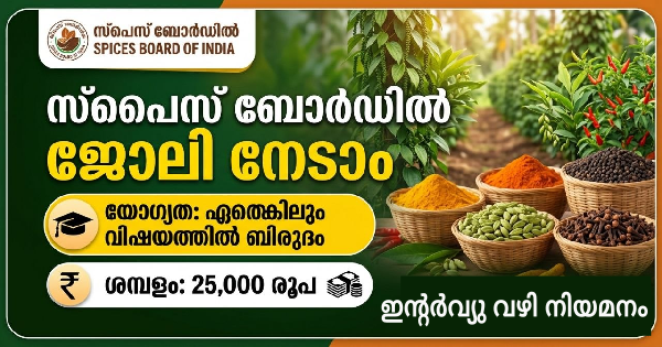 സ്പൈസ് ബോർഡിൽ ജോലി നേടാം
