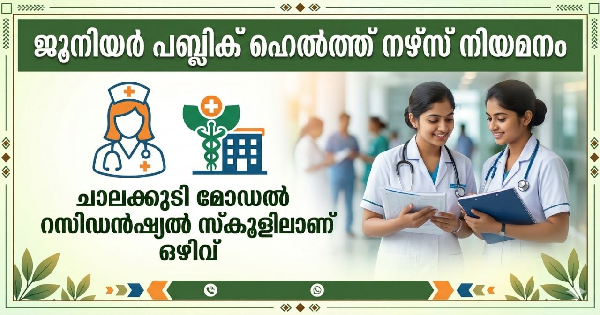 ജൂനിയർ പബ്ലിക് ഹെൽത്ത് നഴ്സ് നിയമനം