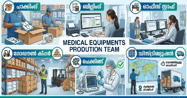 MEDICAL EQUIPMENTS ന്റെ Production team ലേക്ക് വിവിധ ഓഫീസുകളിൽ നിരവധി അവസരങ്ങൾ