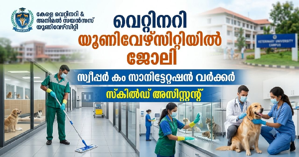 വെറ്റിനറി യൂണിവേഴ്സിറ്റിയിൽ ജോലി നേടാം