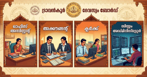 ട്രാവൻകൂർ ദേവസ്വം ബോർഡിൽ കീഴിൽ വിവിധ ഒഴിവുകൾ
